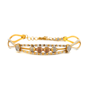 22K Yellow Gold, Rose Gold And White Gold Bangle/Bracelet 60mm