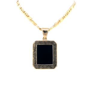 9KT Yellow Gold Onyx Pendant