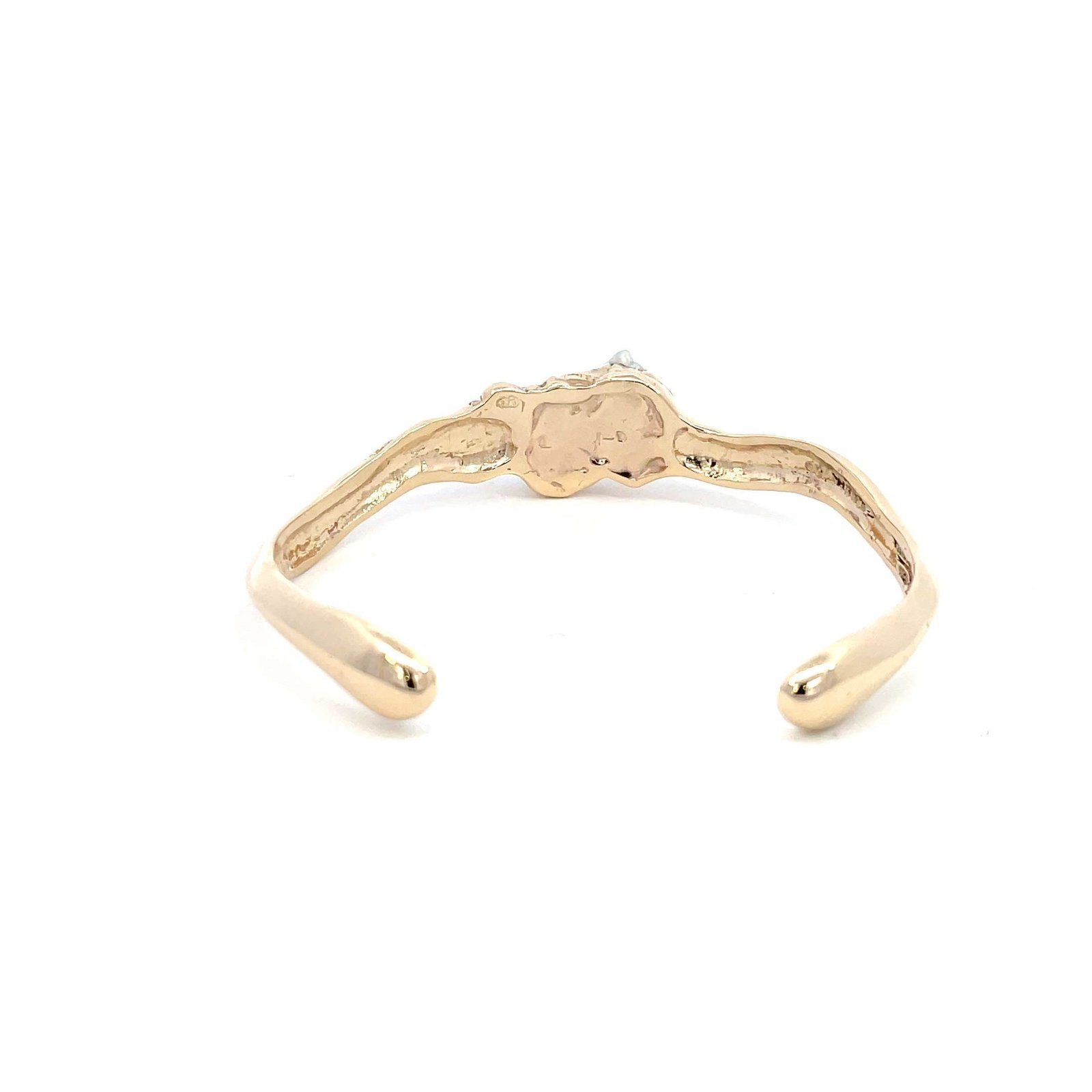 9K Yellow Gold Dianella Cuff Bangle with Broome Keshi Pearl - Image 3