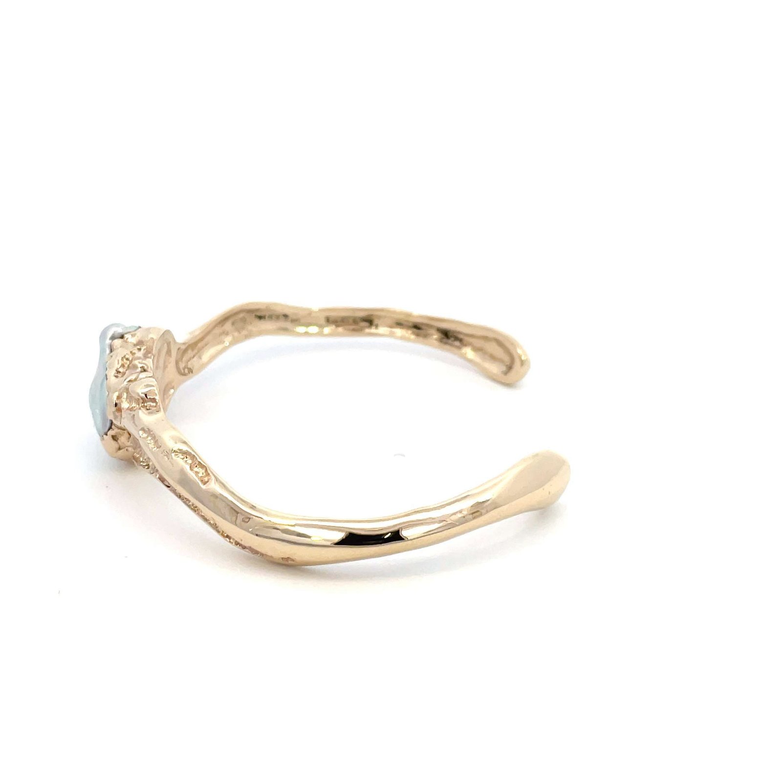 9K Yellow Gold Dianella Cuff Bangle with Broome Keshi Pearl - Image 2