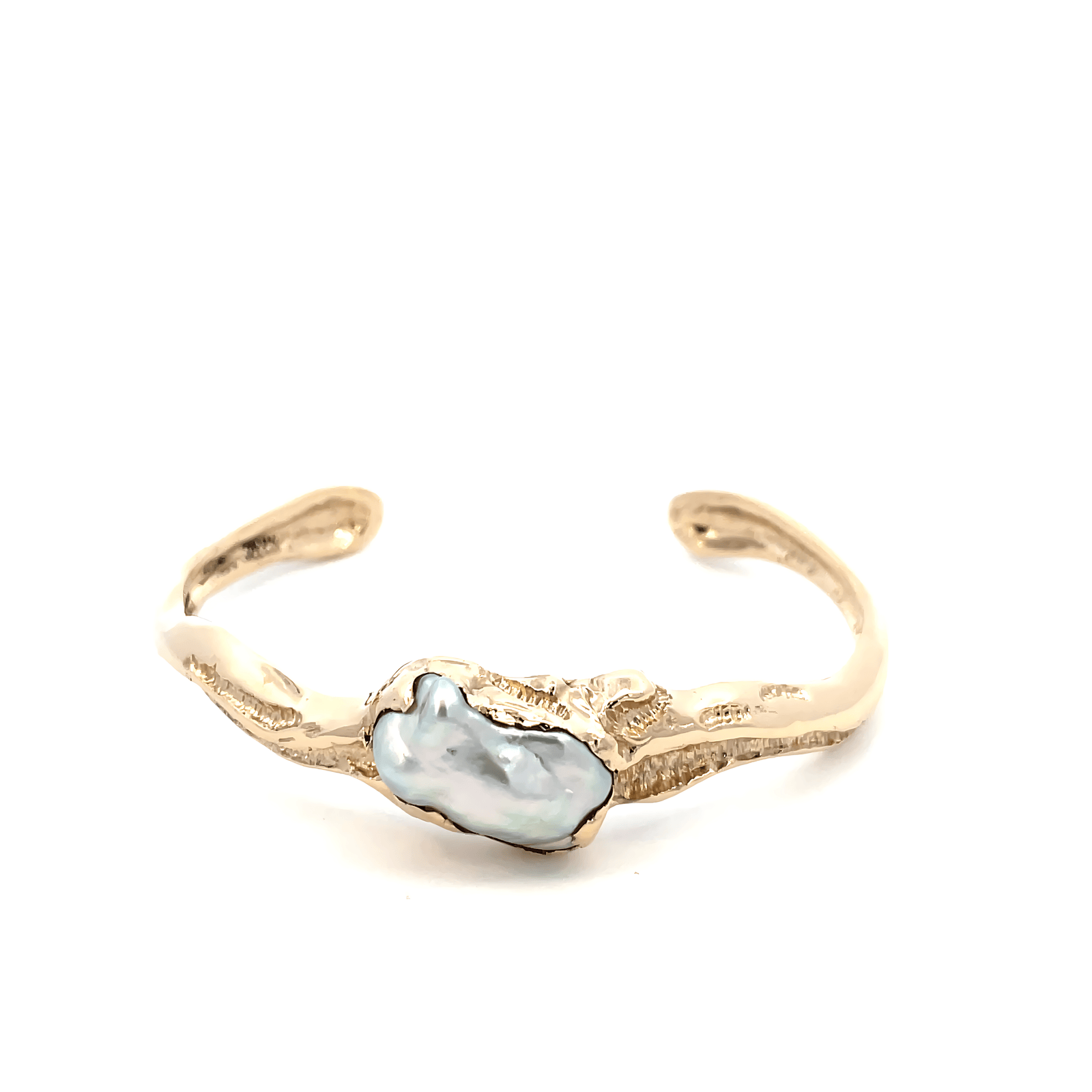 9K Yellow Gold Dianella Cuff Bangle with Broome Keshi Pearl