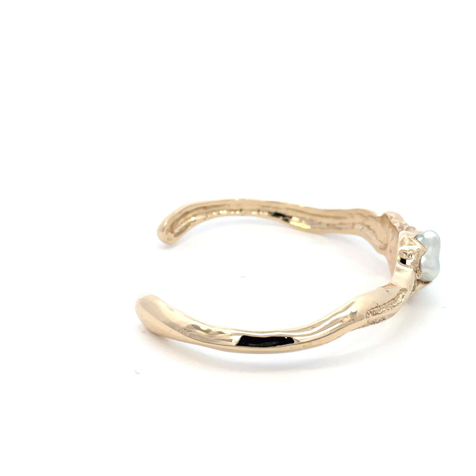 9K Yellow Gold Dianella Cuff Bangle with Broome Keshi Pearl - Image 4