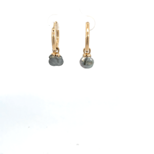 9K Yellow Gold Poppy Earrings with Broome Keshi Baroque Black Pearls