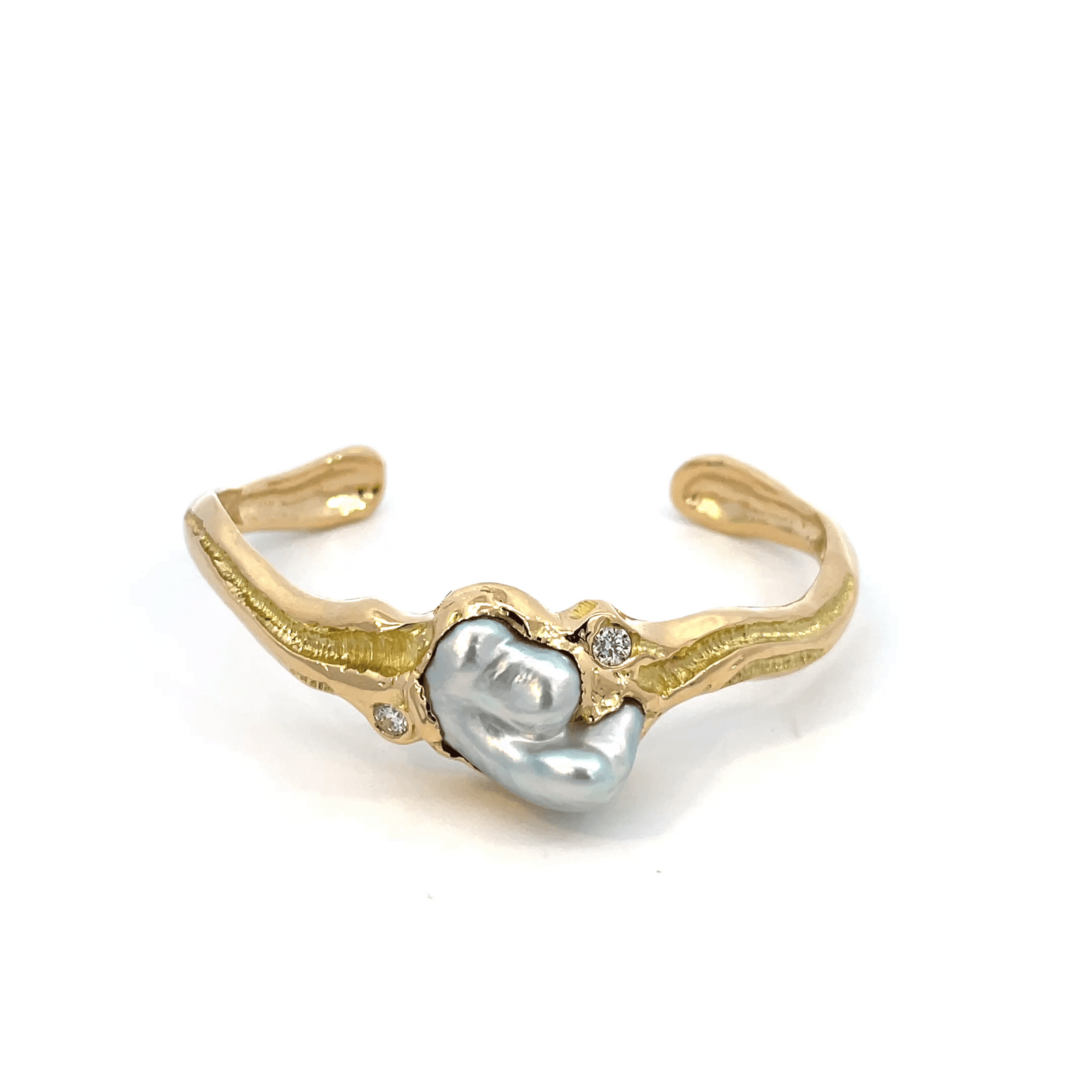 18K Yellow Gold Charlotte Bracelet with Broome Keshi Pearl and Australian Diamonds