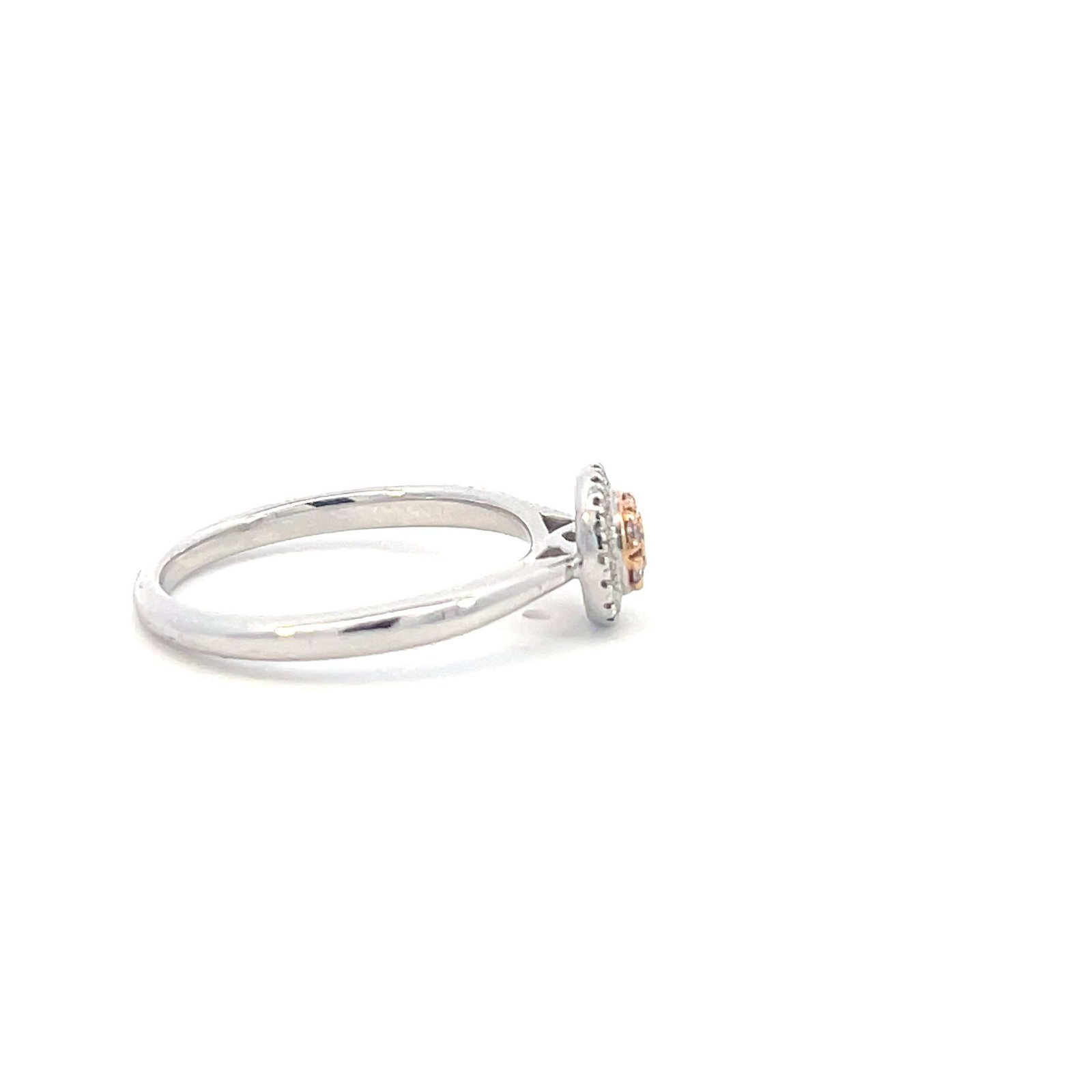 18K White and Rose Gold Ring with 7 Pink Round Diamonds TDW 0.08ct and 18 White Round Diamonds TDW 0.07ct - Image 3