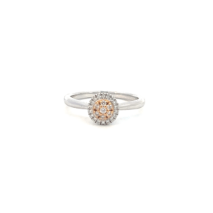 18K White and Rose Gold Ring with 7 Pink Round Diamonds TDW 0.08ct and 18 White Round Diamonds TDW 0.07ct