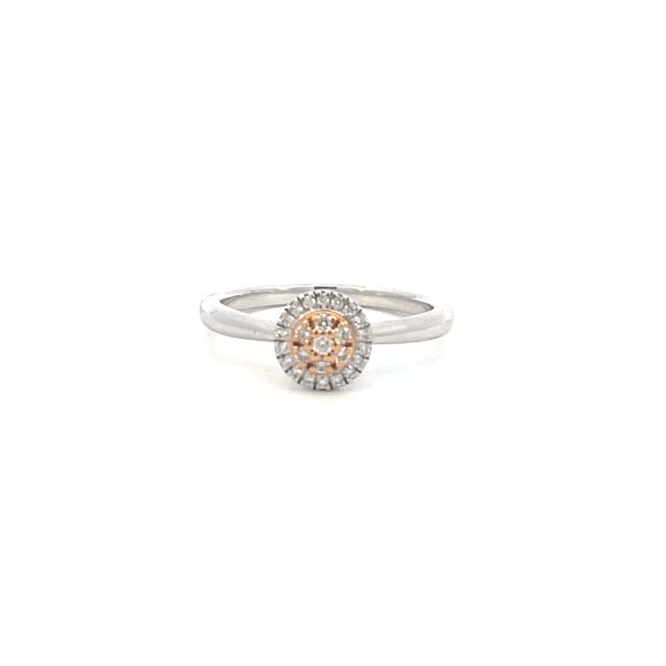 18K White and Rose Gold Ring with 7 Pink Round Diamonds TDW 0.08ct and 18 White Round Diamonds TDW 0.07ct
