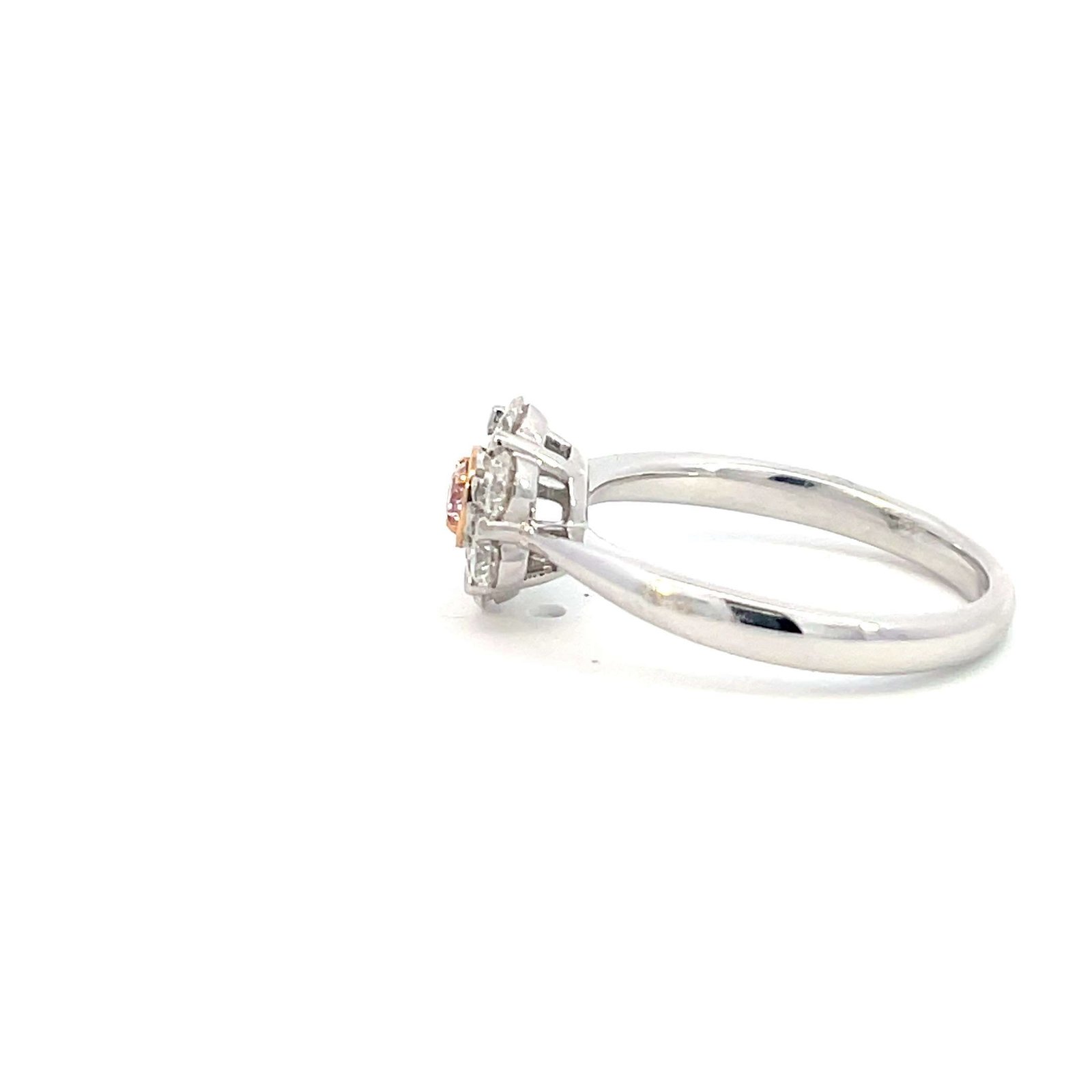 18K White and Rose Gold Ring with Round Pink Diamond 0.09ct and 06 Round White Diamonds TDW 0.62ct - Image 2