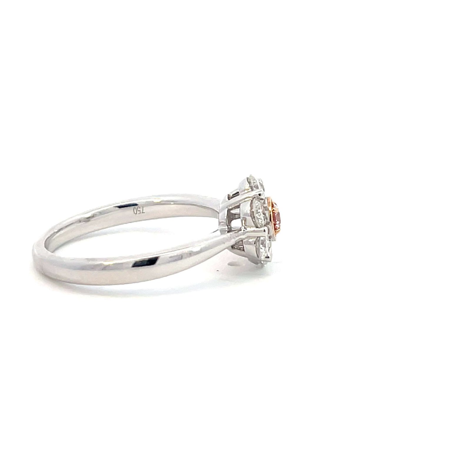 18K White and Rose Gold Ring with Round Pink Diamond 0.09ct and 06 Round White Diamonds TDW 0.62ct - Image 3