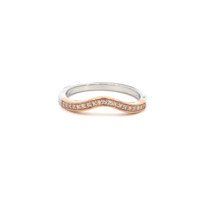 18K Rose & White Gold Ring with 19 Pink Round Diamonds TDW 0.09 Carat