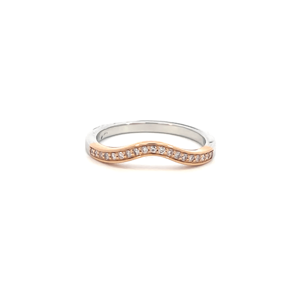 18K Rose & White Gold Ring with 19 Pink Round Diamonds TDW 0.09 Carat