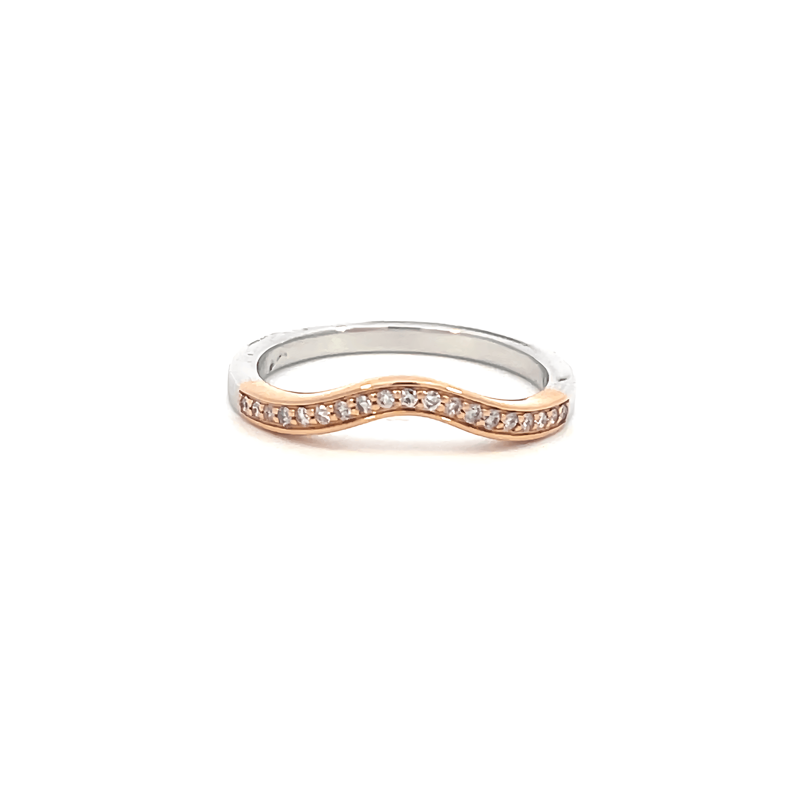 18K Rose & White Gold Ring with 19 Pink Round Diamonds TDW 0.09 Carat