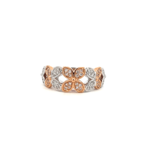 18K White and Rose Gold Ring with 32 Pink Round Diamonds TDW 0.16ct and 32 White Round Diamonds TDW 0.13ct