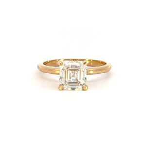 18K Yellow Gold Ring with Lab Grown Asscher Diamond 2.04ct