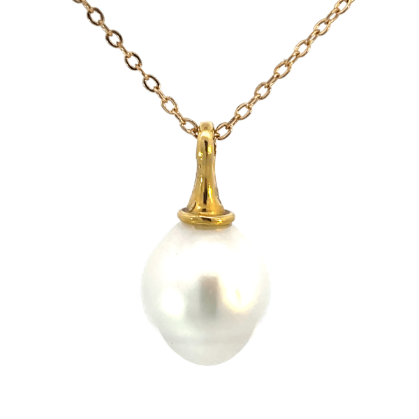 18K Yellow Gold Pendant with Cultured South Sea 14mm Pearl