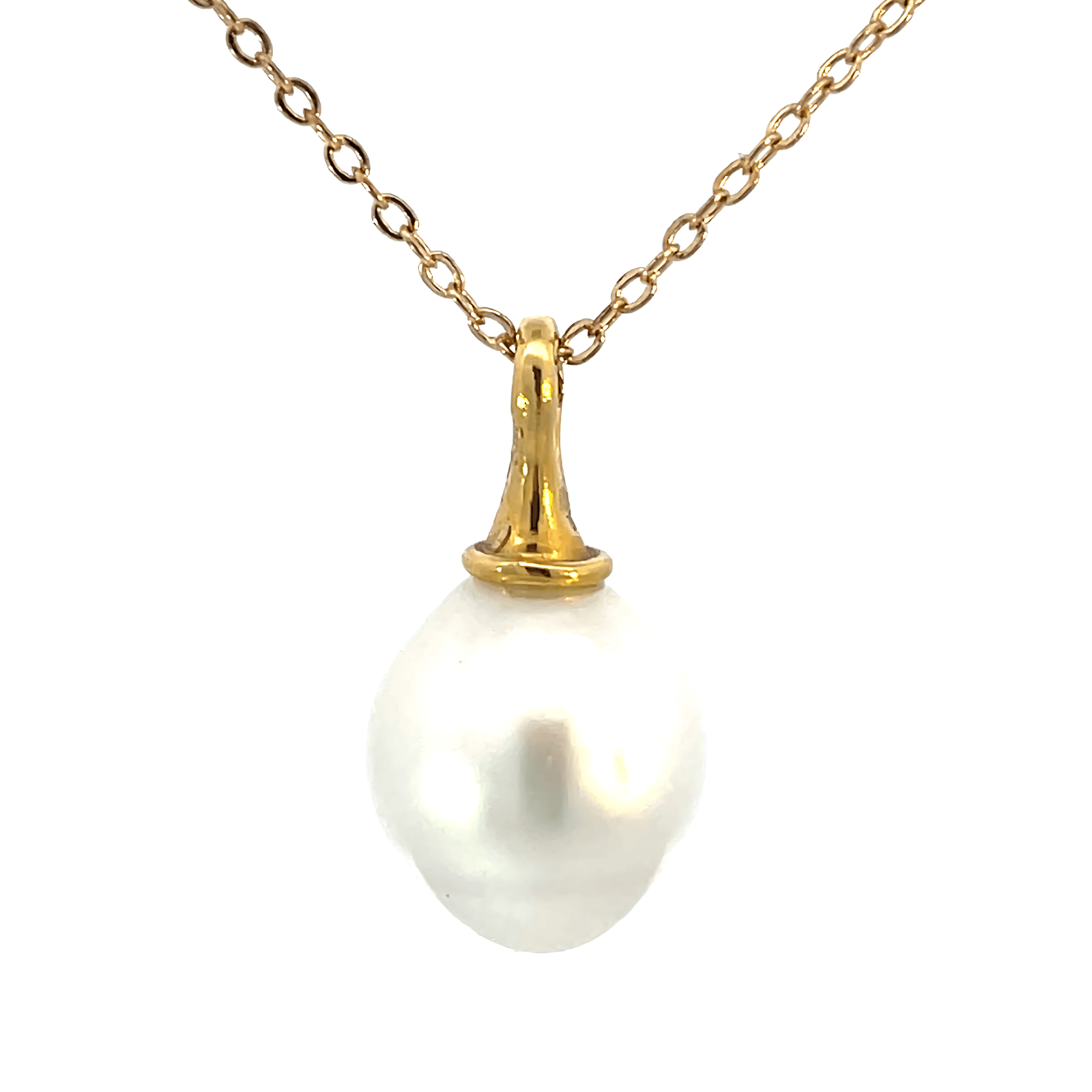 18K Yellow Gold Pendant with Cultured South Sea 14mm Pearl