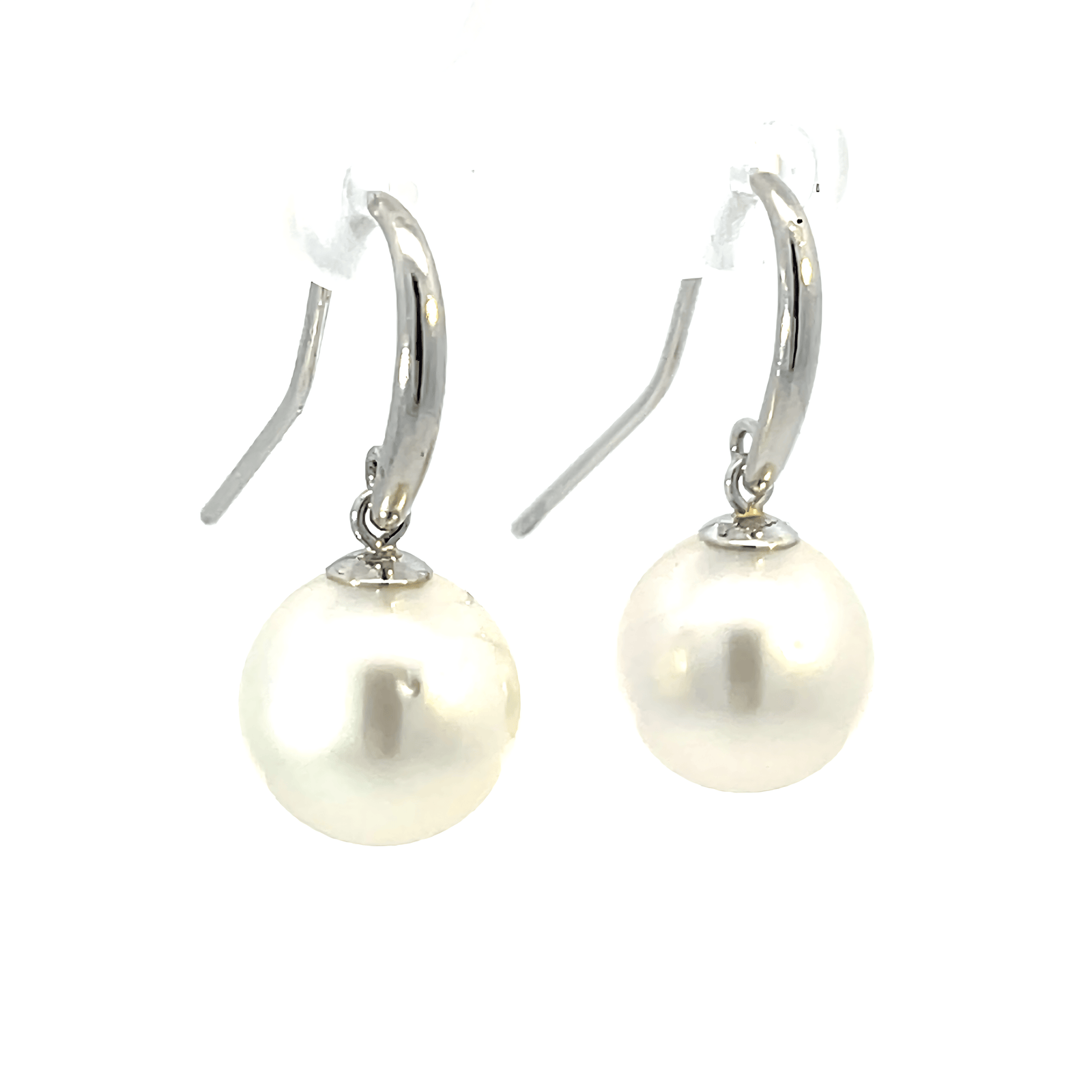 18K White Gold Earrings with Cultured South Sea Pearls 10-11mm