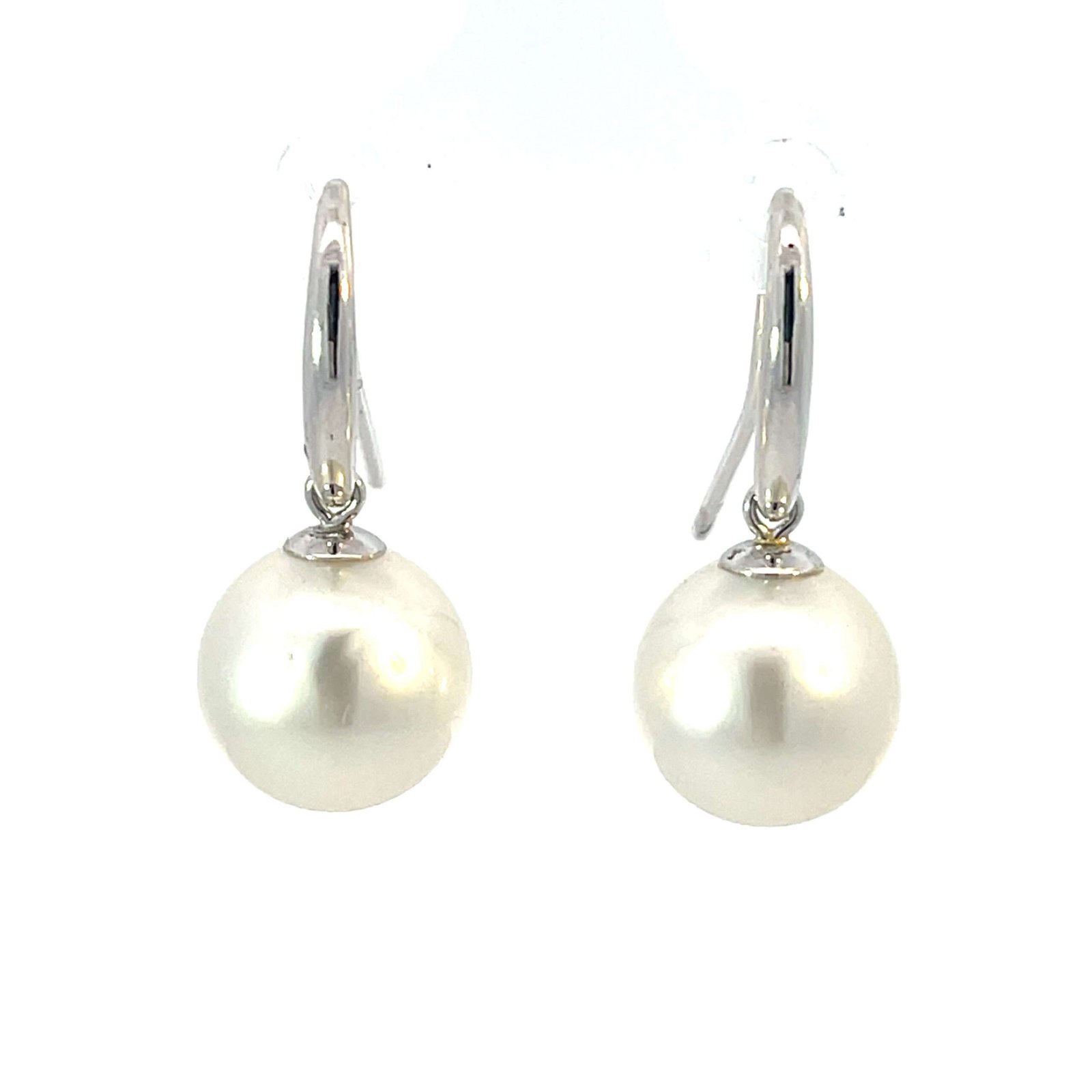 18K White Gold Earrings with Cultured South Sea Pearls 10-11mm - Image 2