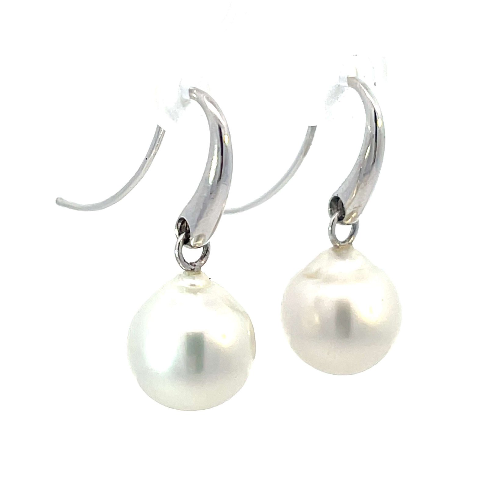 18K White Gold Hook Earrings with Cultured South Sea Pearls 11-12mm