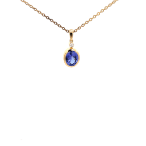 18K Yellow Gold Pendant with 2.61ct Tanzanite and Diamond