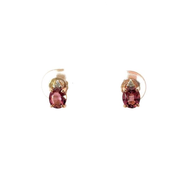 9K Rose Gold Earrings Pink Tourmaline and Diamonds