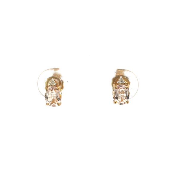 9K Yellow Gold Earrings with Morganite and Diamonds