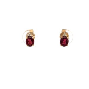 9K Yellow Gold Earrings Garnet and Diamonds