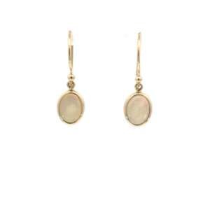 9K Yellow Gold Earrings with Oval shaped Solid Australian Opals from Coober Pedy