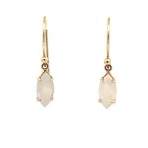 9K Yellow Gold Earrings with Solid Marquise shaped Australian Opals from Coober Pedy