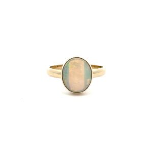 9K Yellow Gold Ring with Solid Australian Opal from Coober Pedy