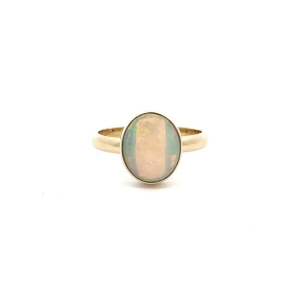9K Yellow Gold Ring with Solid Australian Opal from Coober Pedy