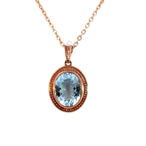 9K Rose Gold Pendant with Oval Aquamarine 2.23 Carat