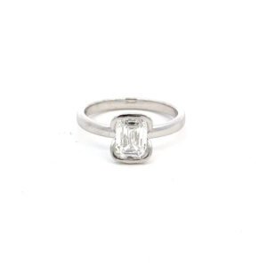 Platinum Ring Lab Grown Emerald Cut Diamond TDW 1.54 Carat