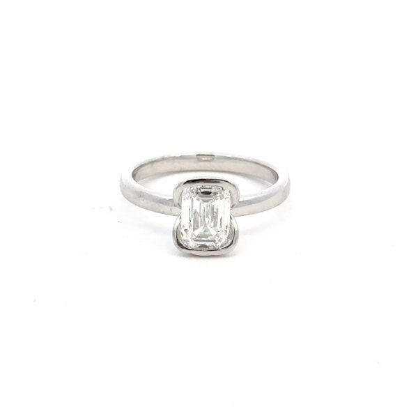 Platinum Ring Lab Grown Emerald Cut Diamond TDW 1.54 Carat