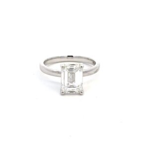 Platinum Ring Lab Grown Emerald Cut Diamond TDW 2.69 Carat