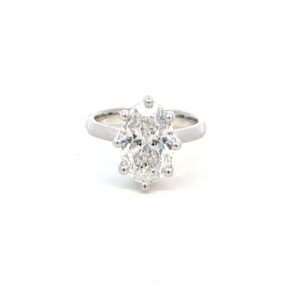 Platinum Ring Lab Grown Oval Cut Diamond 3.73 Carat