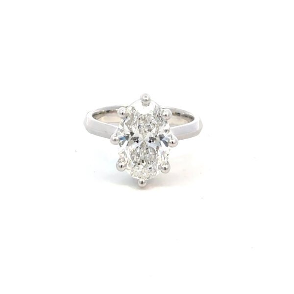 Platinum Ring Lab Grown Oval Cut Diamond 3.73 Carat