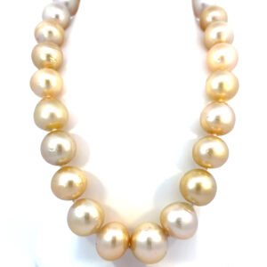 18K Yellow Gold Pearl Natural Fresh Water Necklace 11.9mm-15mm 45cm