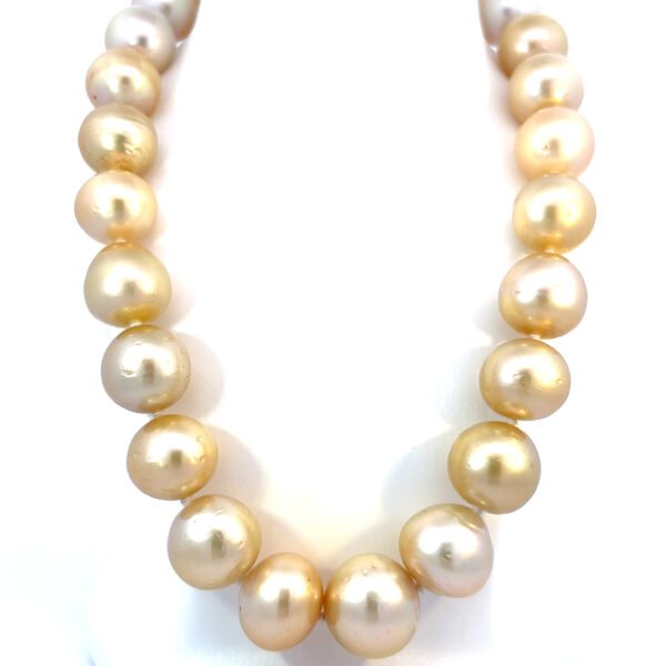 18K Yellow Gold Pearl Natural Fresh Water Necklace 11.9mm-15mm 45cm