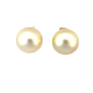 18K Yellow Gold Stud Earrings with South Sea Pearls 12mm-13mm