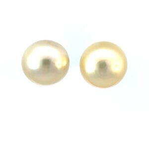 18K Yellow Gold Stud Earrings with South Sea Pearls 13mm-14mm