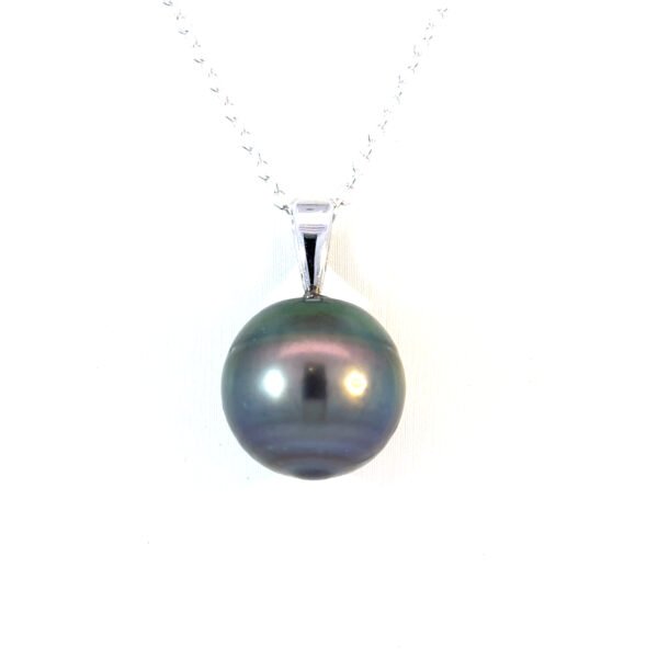18K White Gold Pendant Tahitian Pearl 14mm