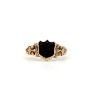 9k Yellow Gold Solid Shield Signet Ring