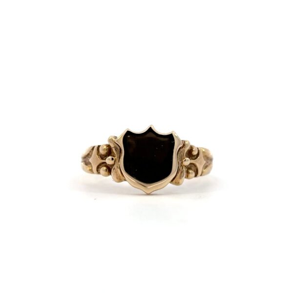 9k Yellow Gold Solid Shield Signet Ring