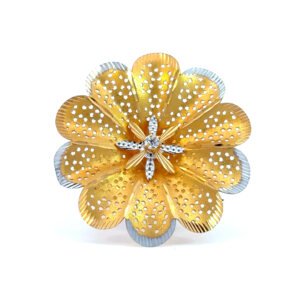 22K Yellow Gold Ring with Two-toned flower