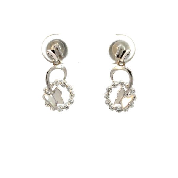 14K White Gold Drop Earrings with 24 Round Lab Grown Diamonds TDW 0.44 Carat