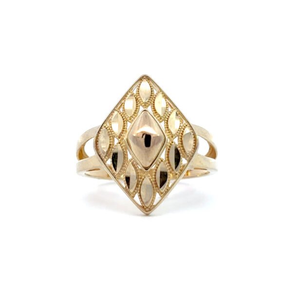 9K Yellow Gold Marquise Pattern Ring
