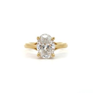 18K Yellow Gold Ring Lab Grown Oval Diamond 3.10 Carat