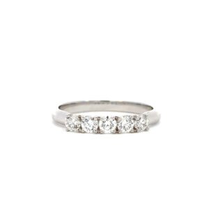 18K White Gold Ring with 5 Lab Grown Round Diamonds TDW 0.56 Carat