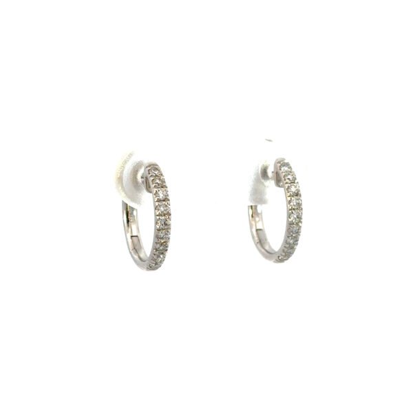 9K White Gold Hoop Earrings 18 Lab Grown Diamonds 0.34 Carat